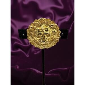 Vintage Anne Klein Lion Head Brooch Gold Tone Statement Pin 80s 90s (Unsigned)